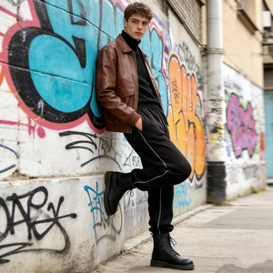 Pantalon de survêtement homme en molleton 100% coton, personnalisé, gaufré, taille à cordon, effet délavé soleil - Product Image 4