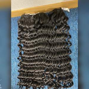 Paquets vietnamiens cambodgiens vierges Remy alignés par cuticules naturelles 10 '-50' extensions de trame de peau ondulée profonde couleur noire de matière première - Product Image 6