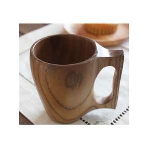 Wooden Mug Handmade Solid Wood Coffee Cup Natural Finish Rustic Style Eco Friendly Drinking Mug for Restaurant Use - Product Image 1
