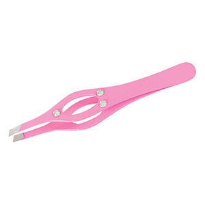 Pince à épiler pour cils en acier inoxydable de haute qualité, à pointe inclinée, avec revêtement en papier et design ajouré - Product Image 1