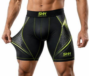 Custom Men <b>Compression</b> Shorts Black Green Sports Base Layer Gym Running Training Fitness Tights OEM Private Label Manufacturer - Product Image 5