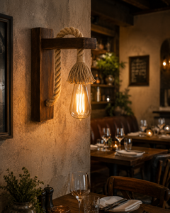 Vietnam Handmade Farmhouse Pine Wood Rope Wall <b>Sconce</b> Wholesale Bedroom Hotel Decor - Product Image 6