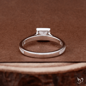 Modern 1.00ct princess cut lab grown diamond engagement <b>ring</b> sleek square bezel with channel band 10k white <b>gold</b> - Product Image 2