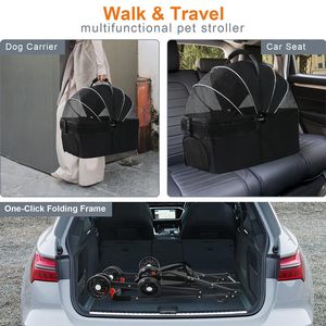 Poussette de transport pour animaux de compagnie TH-PPS-297 avec fermeture à glissière, accès libre, intérieur en maille souple et système de direction facile - Product Image 3