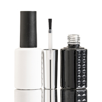 Botella de Vidrio Vacía de 16 ml para Esmalte de Uñas, Color Negro y Blanco, con Tapa Negra que Bloquea la Luz, Protección UV, Venta al por Mayor