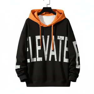 Mens Autumn Oversized Hooded Pullover Jacket Baseball Print Patchwork Loose Fit Eco-Friendly Streetwear Custom Design Fashion - Product Image 2