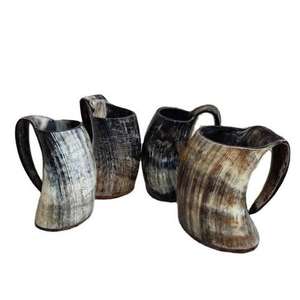Chope à bière artisanale 100 % corne de buffle naturelle, forme cloche gaufrée, qualité supérieure, vente en gros pour l'exportation, corne à boire style Viking - Product Image 4