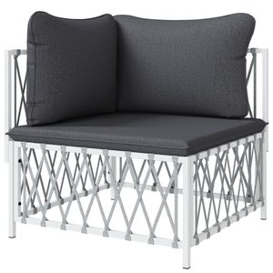Sofá Esquinero de Jardín de Tela Tejida Blanca con Acero con Recubrimiento en Polvo y Textilene - Elegante Solución de Asientos para Exteriores - Product Image 4