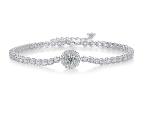 Orelia Luxe 925 Sterling Silver Moissanite Tennis Bracelet Brilliant Cut Claw <b>Set</b> Adjustable Chain <b>Bangle</b> Luxury Unisex for - Product Image 1