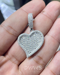 จี้รูปหัวใจทรงบาแกตต์ประดับมอสซาไนต์ เงินแท้ 925 สไตล์ฮิปฮอป จี้แบบฝังเพชร จี้สั่งทำพิเศษ เครื่องประดับแร็ปเปอร์ - Product Image 4