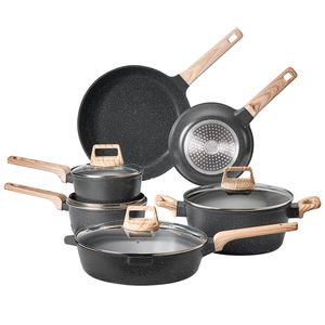 Set di Pentole in Acciaio Antiaderente in Granito da 17 Pezzi per Cucina e Camper, Include Padelle e Pentole per Salse - Product Image 1