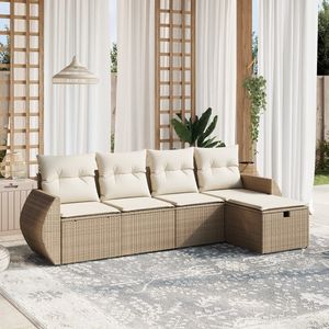 Conjunto de Sofás de Jardín de Ratán Sintético Beige Grande, Muebles de Jardín de Exterior de Primera Calidad - Product Image 1