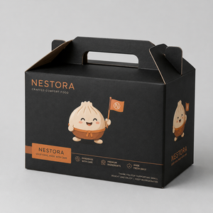 Boîte en carton personnalisée avec poignée pour emballage alimentaire, boîte à emporter pour repas, idéale pour les burgers et poulet frit - Product Image 2