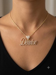 Colgantes de Corazón con Letra Minimalista de Moissanita Helada Personalizables y Modernos, de Oro Sólido de 10K, con Escritura Cursiva, Dijes de Collar Unisex para Regalo - Product Image 2