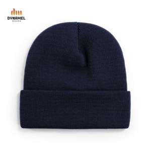 Dynamel Wears Bonnet en tricot côtelé bleu marine unisexe, style décontracté - Product Image 1