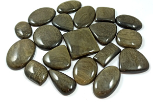 Cabochon en obsidienne dorée naturelle à taille ovale, pierre précieuse en vrac pour la fabrication de bijoux DIY en argent et laiton, vente en gros - Product Image 2