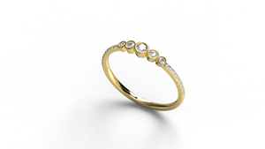 Bague de mariage en or 18 carats sertie de diamants ronds, avec pavé et tige pavée, bague à bulles de diamants ronds gradués, bagues empilables, bijoux fins pour femme - Product Image 2