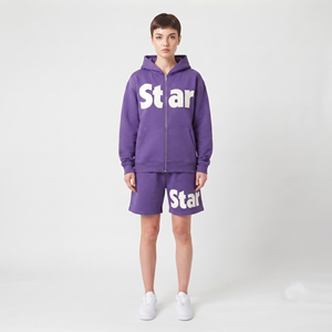Conjunto de Sudadera con Capucha y Pantalones Cortos de Forro Polar para Hombre, Conjunto de Sudadera con Capucha y Pantalones Cortos de Algodón 100% con Hombros Caídos y Cintura Elástica con Cierre Frontal para Mujer - Product Image 1