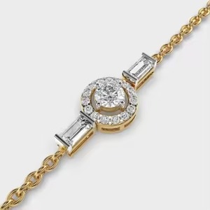Customized Round Shape Moissanite Diamond <b>Bracelet</b> Bezel Setting 18K Yellow Gold Diamond <b>Bracelet</b> for Both Women - Product Image 2