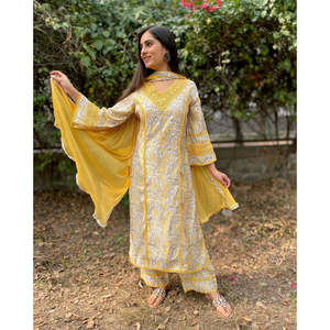 Conjunto de ropa de fiesta para mujer de diseñador Plazzo Dupatta para un aspecto elegante - Product Image 6