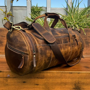 High Quality Full Grain Genuine Leather Duffel Bag Vintage Weekender Overnight Holdall Bag Cow Leather Gym Travel Bag for Men's - Product Image 4