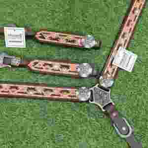 Ensemble de têtière et de collier de poitrail en cuir Western, avec gravure florale peinte à la main, équipement équestre en cuir argentin (pour cheval entier) - Product Image 4