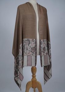 Châle/Stole de luxe en cachemire doux et laine fine pour femme – Chaud, léger, design élégant avec bordure florale tissée – Tendance et raffiné - Product Image 5