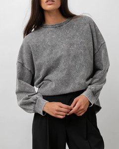 เสื้อสเวตเชิ้ตโอเวอร์ไซส์สีเทา ผ้าฝ้าย ทรงปกติ คอกลม สวมใส่สบายๆ แบบลำลอง สำหรับฤดูใบไม้ร่วง - Product Image 2