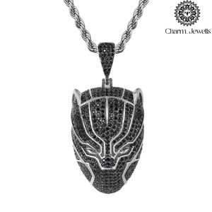 Charm_Jewells Colgante de Cabeza de Pantera Hip Hop de Plata 925 con Ojos de Moissanita Verde, Chapado en Oro, Amuleto de Animal de Lujo Unisex - Product Image 2