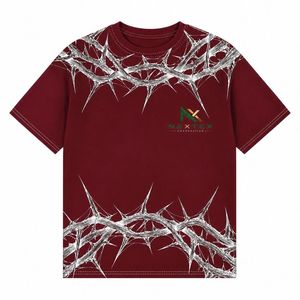 Custom Crown of Thorns Print T-<b>Shirt</b> Men <b>Gothic</b> Streetwear Graphic Tee Edgy Oversized Top - Product Image 5