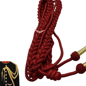 Aiguillette in Red Silk with Gold Tags <b>Cord</b> Aiguillette Metallic Red <b>Braided</b> General Aiguillette Metallic Gold Tip - Product Image 2