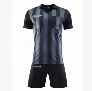 Ensemble de maillots d'arbitre unisexe personnalisés avec poches, short noir, polyester respirant, uniforme imprimé en sérigraphie pour adultes - Product Image 5