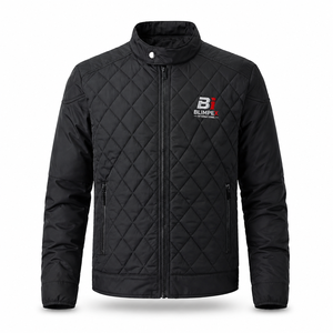 Veste matelassée légère pour homme, style OEM personnalisé, avec col montant, coupe-vent pour extérieur, impression de logo personnalisée. - Product Image 2