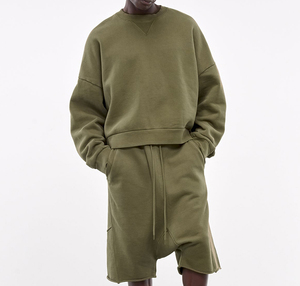 Ensemble de sweat-shirts à col rond pour homme, couleur olive, tricoté en molleton, décontracté, pour l'automne - Product Image 1