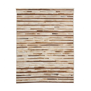Modern Striped Rectangle Cow Hide Area Rug Handcrafted Flat Pile Rubber Backing Living Room Decor - Product Image 1