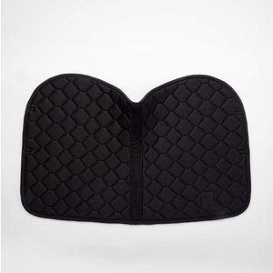 Quilted Horse Saddle Pad Grey with Black <b>Trim</b> and Logo Patch for Dressage Riding Horse Saddle Pad - Product Image 2