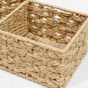 Cestas rectangulares de cuerda de papel de mimbre hechas a mano con dos compartimentos para la organización de la cocina y el hogar - Product Image 5