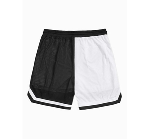 Shorts de basketball pour hommes en maille color block, respirants, amples, avec cordon de serrage, taille élastique, été, 100% polyester, séchage rapide, personnalisables pour équipe - Product Image 3