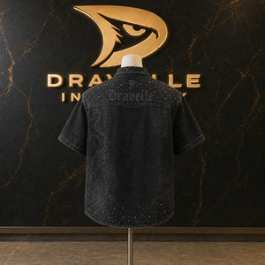 Mineral Wash Black Short Sleeve Shirts With Bling Cross For Roomy Unisex Cyber Y2K <b>Gothic</b> <b>Jacket</b> - Product Image 2