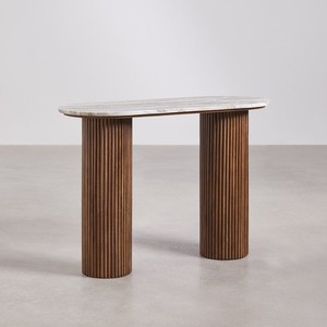 Mesa consola Vandana Terra Ultra 110x45 cm en mármol y madera de mango - Product Image 3