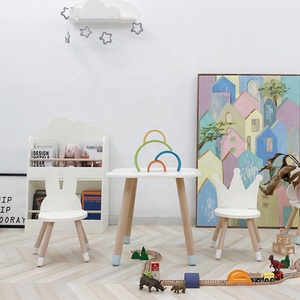 Hot Bán Thân Thiện Với Môi Thỏ Bằng Gỗ Và Điện Toán Đám Mây Đồ Nội Thất Trẻ Em Bảng Và Ghế Đặt - Product Image 5