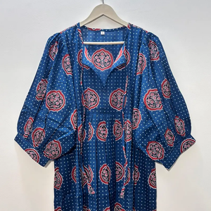 Vestido Casual Midi para Mujer, Tejido 100% Algodón, Liso, Manga Corta, Cintura Imperio, Estilo Babydoll, Cuello en V, Holgado, Funcional - Product Image 5