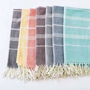 Toalla Fouta Hammam a Rayas, 100% Algodón Tejido, Secado Rápido, Peso Medio, Tejido de Rizo en Rojo, Verde Azulado, Azul, Beige y Rosa - Product Image 2