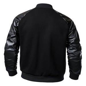 Chaqueta de béisbol estilo universitario para hombre, mezcla de algodón, con mangas de piel sintética, estilo bomber clásico, informal y deportiva - Product Image 4