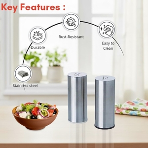 Ensemble de salières et poivrières en acier inoxydable de haute qualité, étanches et compatibles lave-vaisselle, pour le sel, le sucre, la cannelle et les épices - Product Image 2