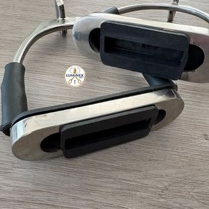 Flexible Stainless Steel Stirrups Irons with Black Grip - Product Image 2