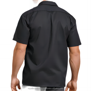 เสื้อเชิ้ตทำงานผ้าคอตตอนสำหรับผู้ชายเสื้อทำงานตามสั่งแนวอุตสาหกรรมแขนสั้นเสื้อทำงานผ้าคอตต้อนแบบ100% โรงงาน - Product Image 6