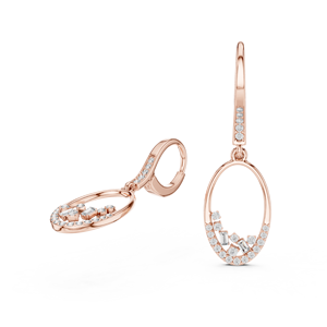 Pendientes de Oro Sólido de 10k con Diamantes Cultivados en Laboratorio, Corte Brillante Redondo y Baguette, para Mujer, Modernos, con Múltiples Piedras Finas Apiladas - Product Image 6