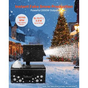 Machine à neige 2000W à haute puissance avec télécommande sans fil/filaire, tête oscillante à 90 degrés, pour système d'équipement de scène - Product Image 2
