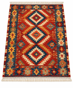 Tapis d'appoint à motif floral noir et rouge, tapis oriental traditionnel orné, tufté à la main avec tapis antidérapants pour usage en intérieur - Product Image 5